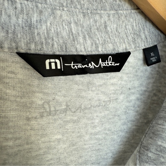 Travis Mathew Men's XL Gray Striped Golf Polo Shirt 3-Button Collared Casual - Picture 10 of 13